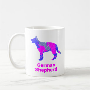 Duits Shepherd Silhouette Pink & Blue Design Koffiemok