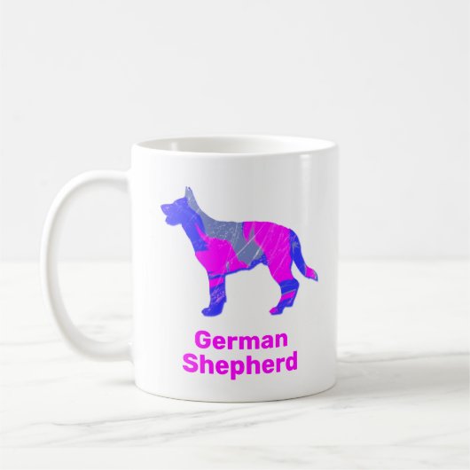 Duits Shepherd Silhouette Pink & Blue Design Koffiemok (Links)
