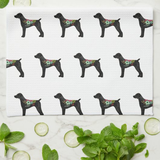 Duits Shorthaired Pointer Boho Silhouette Theedoek (Gevouwen)