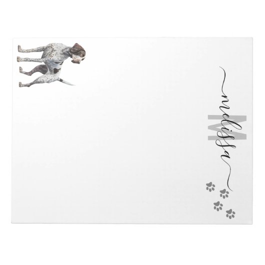 Duits Shorthaired Pointer Monogram op persoonlijke Notitieblok (Voorkant)