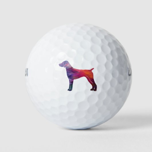 Duits Shorthaired Pointer Silhouette paars Golfballen (Voorkant)