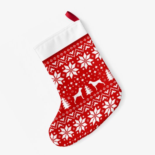 Duits Shorthaired Pointer Silhouettes Patroon Kleine Kerstsok (Achterkant (Hangend))