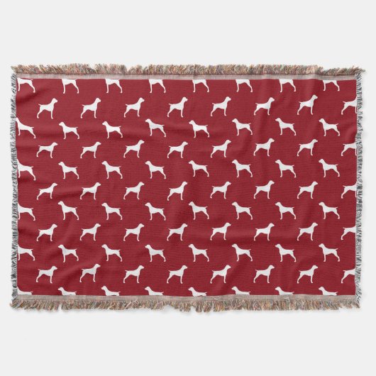 Duits Shorthaired Pointer Silhouettes Pattern Red Deken (Voorkant)