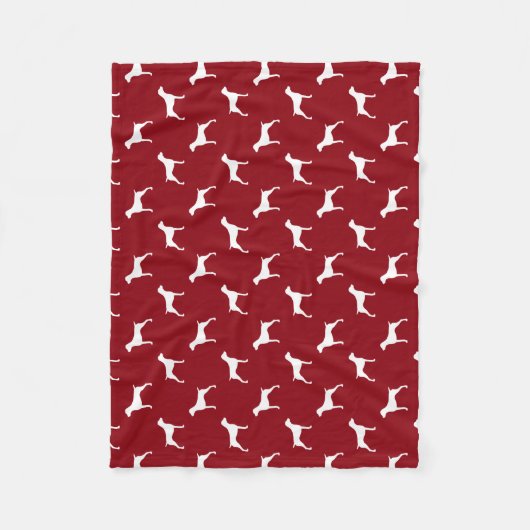 Duits Shorthaired Pointer Silhouettes Pattern Red Fleece Deken (Voorkant)