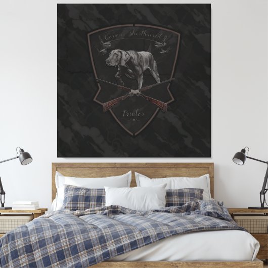 Duits Shorthaired Pointer — Tapestry Canvas Afdruk (Insitu (Slaapkamer))