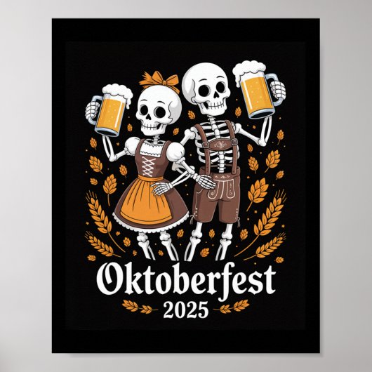 Duits Skelet Halloween Lederhosen Grappig 2025 Poster (Voorkant)