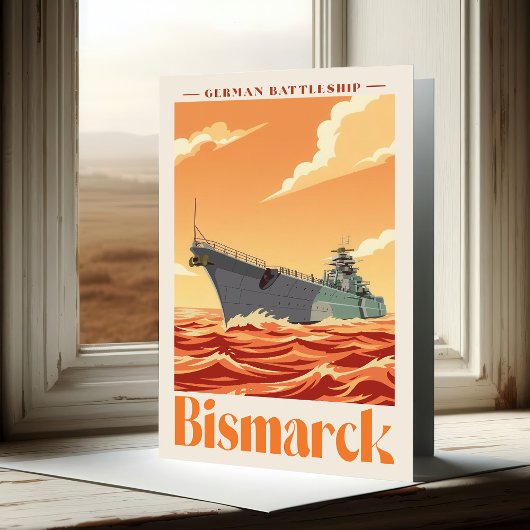 Duits Slagschip Bismarck - Oude Marineposter Bedankkaart
