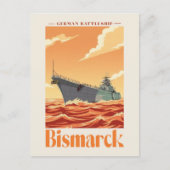 Duits Slagschip Bismarck - Oude Marineposter Briefkaart (Voorkant)