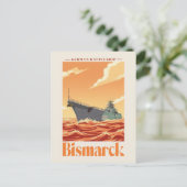Duits Slagschip Bismarck - Oude Marineposter Briefkaart (Staand voorkant)