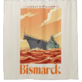 Duits Slagschip Bismarck - Oude Marineposter Douchegordijn (Voorkant)