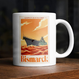 Duits Slagschip Bismarck - Oude Marineposter Koffiemok