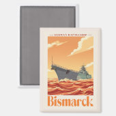 Duits Slagschip Bismarck - Oude Marineposter Magneet (Voorkant / Achterkant)