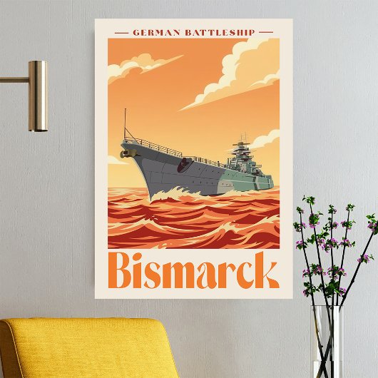 Duits Slagschip Bismarck - Oude Marineposter Poster