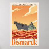Duits Slagschip Bismarck - Oude Marineposter Poster (Voorkant)