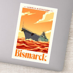 Duits Slagschip Bismarck - Oude Marineposter Sticker
