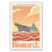 Duits Slagschip Bismarck - Oude Marineposter Sticker (Voorkant)