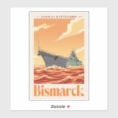 Duits Slagschip Bismarck - Oude Marineposter Sticker (Vel)
