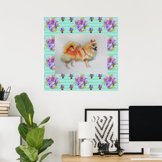 Duits Spitz Pomeranian Dog art Painting Poster (Thuiskantoor)