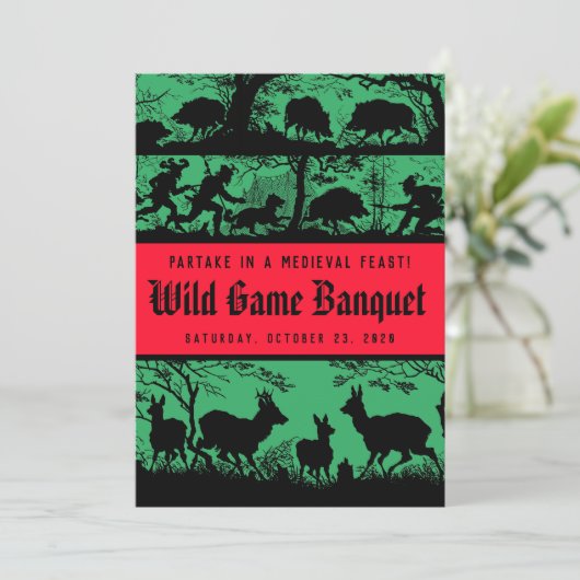 Duits Stijl middeleeuwse feast Wild Game Dinner Kaart (Staand voorkant)