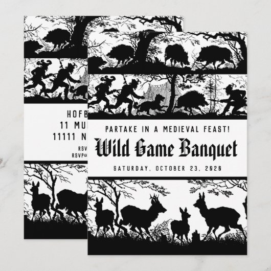 Duits Stijl middeleeuwse feast Wild Game Dinner Kaart (Voorkant / Achterkant)