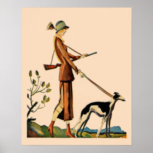  Duits tijdschrift Hoesje Vrouw met Greyhound Poster
