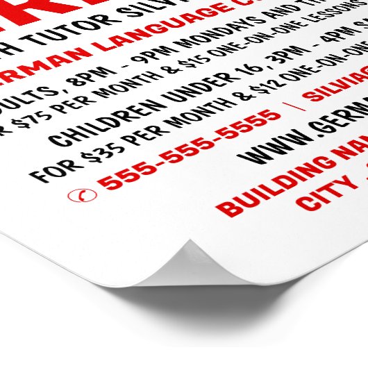 Duits vlagontwerp, Duitse taalcursus Advert. Poster (Hoek)