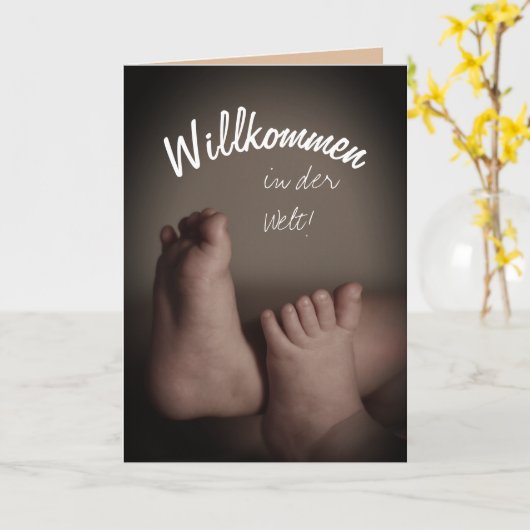 Duits welkom op het Wereld Wenskaart Kaart (Gele Bloem)