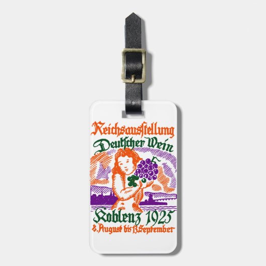 Duits Wijnfestival 1925 Bagagelabel (Voorkant verticaal)