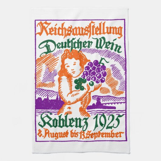 Duits Wijnfestival 1925 Theedoek (Verticaal)