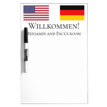 Duits Willkommen USA en Duitse vlag Ruimte Bericht