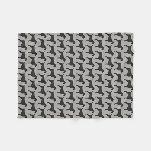 Duits Wirehaered Pointer Dog Silhouettes Patroon Fleece Deken (Voorkant (Horizontaal))