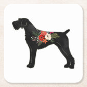 Duits Wirehaire Pointer Boho Floral Silhouette Kartonnen Onderzetters (Voorkant)