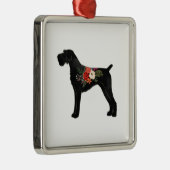 Duits Wirehaire Pointer Boho Floral Silhouette Metalen Ornament (Rechts)