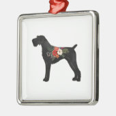 Duits Wirehaire Pointer Boho Floral Silhouette Metalen Ornament (Links)