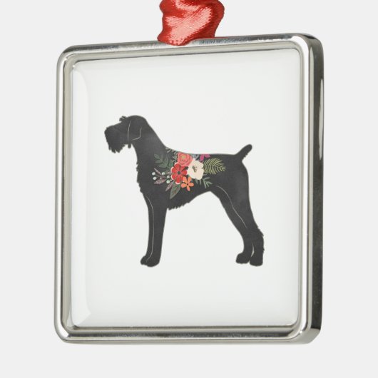 Duits Wirehaire Pointer Boho Floral Silhouette Metalen Ornament (Links)