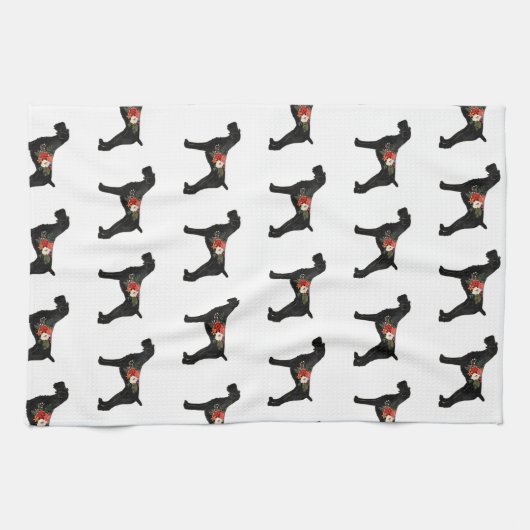 Duits Wirehaire Pointer Boho Floral Silhouette Theedoek (Horizontaal)