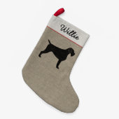 Duits Wirehaire Pointer Dog Silhouette Holiday Kleine Kerstsok (Voorkant (Hangend))
