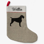Duits Wirehaire Pointer Dog Silhouette Holiday Kleine Kerstsok (Voorkant)