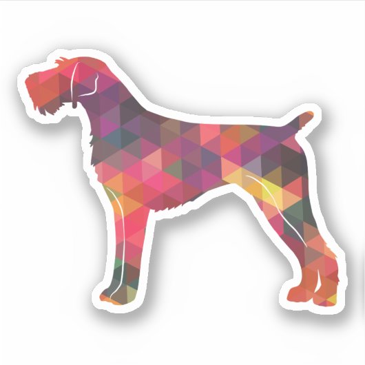 Duits Wirehaire Pointer Geo Silhouette Multi Sticker (Voorkant)
