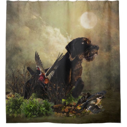 Duits Wirehaire Pointer Shower Curtain Douchegordijn (Voorkant)