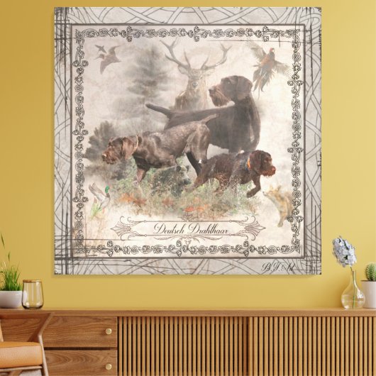 Duits Wirehaire Pointer Tapestry Faux Canvas Pr (Insitu (Woonkamer))