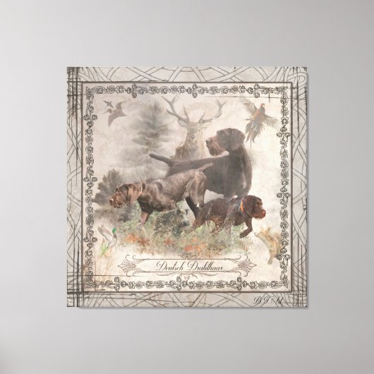 Duits Wirehaire Pointer Tapestry Faux Canvas Pr Afdruk (Voorkant)