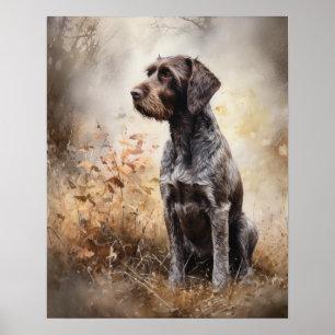 Duits Wirehaired Dog Art Print Poster