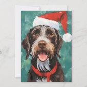 Duits-Wirehaired-Pointer Kerstborstel schilderen Feestdagenkaart (Voorkant)