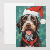 Duits-Wirehaired-Pointer Kerstborstel schilderen Feestdagenkaart (Voorkant / Achterkant)