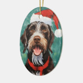 Duits-Wirehaired-Pointer Kerstborstel schilderen Keramisch Ornament (Links)