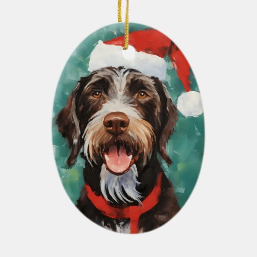 Duits-Wirehaired-Pointer Kerstborstel schilderen Keramisch Ornament (Achterkant)