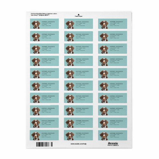 Duits Wirehaired Pointer Return Adres Label (Full Sheet)