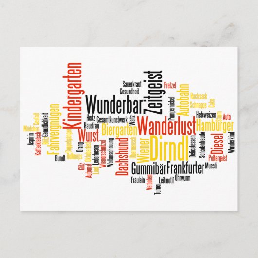 Duits Word Cloud - Deutsche Wortwolke Briefkaart (Voorkant)