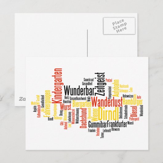 Duits Word Cloud - Deutsche Wortwolke Briefkaart (Voorkant / Achterkant)